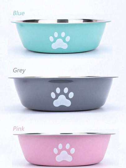 1 Stainless Steel Pet Bowl, Suitable For Both Drinking And Feeding, Including Dog Feeder, Cat Food Feeder, Dog Water Bowl, Cat Water Bowl, Anti-Slip And Durable, Equipped With Anti-Slip Silicone Base, Medium Size, Can Be Used To Hold Food And Water, Suitable For Small Dogs And Cats