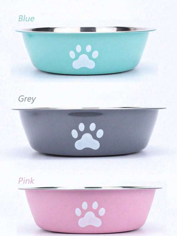 1 Stainless Steel Pet Bowl, Suitable For Both Drinking And Feeding, Including Dog Feeder, Cat Food Feeder, Dog Water Bowl, Cat Water Bowl, Anti-Slip And Durable, Equipped With Anti-Slip Silicone Base, Medium Size, Can Be Used To Hold Food And Water, Suitable For Small Dogs And Cats