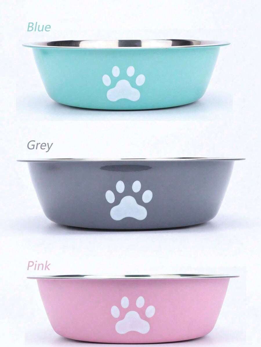 1 Stainless Steel Pet Bowl, Suitable For Both Drinking And Feeding, Including Dog Feeder, Cat Food Feeder, Dog Water Bowl, Cat Water Bowl, Anti-Slip And Durable, Equipped With Anti-Slip Silicone Base, Medium Size, Can Be Used To Hold Food And Water, Suitable For Small Dogs And Cats - Multicolor - View 1