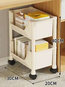 رف تخزين متعدد الطبقات متحرك، منظم تخزين ألعاب متعدد الطبقات على الأرض، رف كتب متحرك لغرفة نوم الأطفال، وحدة تخزين متحركة - رف تخزين متعدد الطبقات من البلاستيك الأبيض متحرك، مناسب للغرفة المعيشية أو غرفة النوم أو السكن الجامعي - مثالي لتنظيم الكتب.