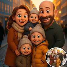 定制卡通风格帆布画 - 将您的照片变成可爱的卡通艺术品,现代家庭肖像礼物,适合母亲节、父亲节、生日 - 卡通照片带边框,制作简单,适合家庭 - 彩色 - 查看 23