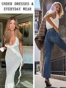 无缝性感高腰收腹内裤女式提臀平腹塑身三角裤产后丁字裤收腹内衣束腰内衣 - 杏色 - 查看 4