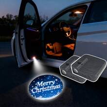 2个无线车门灯投影仪，用于投射车标 - 电池供电，自动感应装饰迎宾灯，适用于大众、丰田、奥迪、宝马、日产、标致、雷诺、雪佛兰等车型