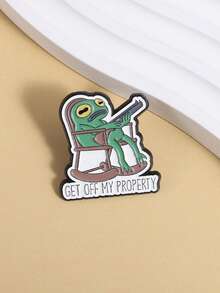 1pc GET OFF MY PROPERTY Enamel Needle Cartoon Frog Brooch Collar Badge Jewelry Gift For Friends - Multicolor - View 10