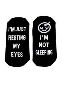 1 Pair Plus Size Men's Novelty Gift Cute Non-Slip Floor Socks: I'm Not Sleeping I'm Just Resting My Eyes, Suitable For Resting - Multicolor - View 6