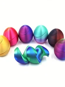 1个3D打印螺旋彩蛋复活节装饰品 - 创意减压小玩意，多色家居/办公装饰摆件，适合万圣节、圣诞节、感恩节礼物、礼品装饰，理想的圣诞礼物（渐变色） - 彩色 - 查看 11