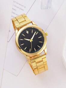 2pcs/Set Fashionable Couple Watches | Stainless Steel Strap And Case | Quartz Movement | Bar Code Scale | Round Dial | Suitable As Holiday Gift