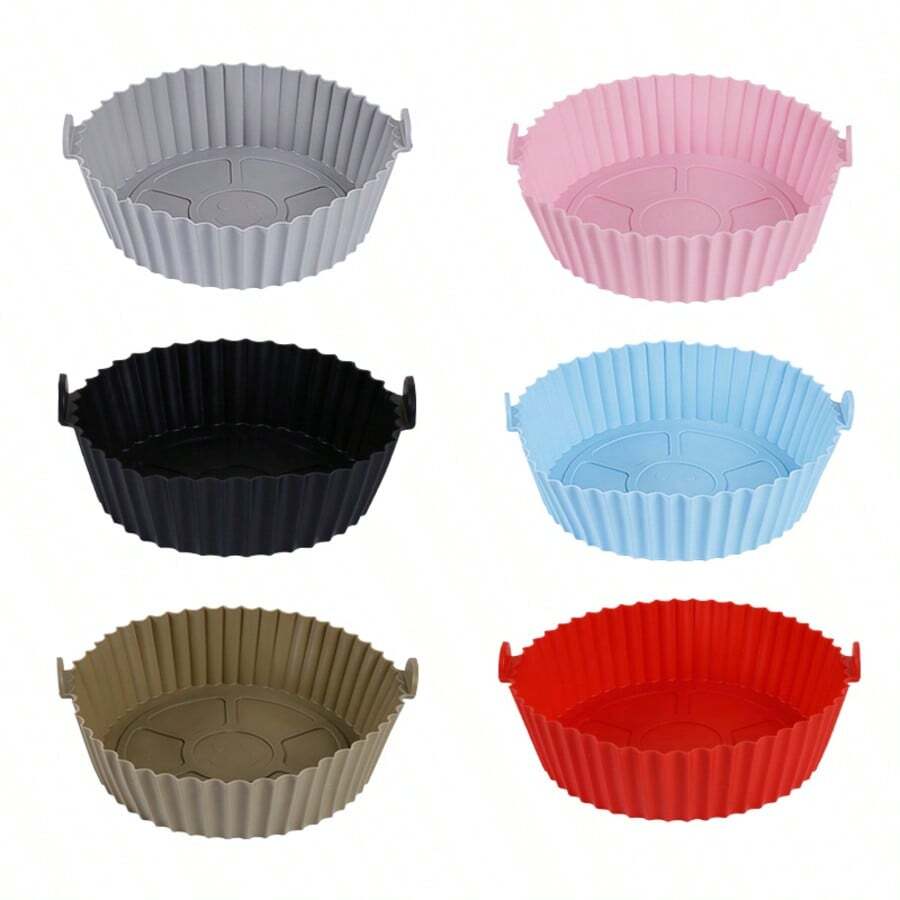 1pc Round Silicone Mat, Suitable For Air Fryer And Oven, Reusable, Non-Stick Baking Mat - Multicolor - View 1