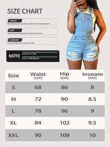 Women Ripped Solid Color Slim-Fit Jeans Rompers Casual Buttons Trim Denim Overall Pockets Sleeveless Summer Clothing - Màu xanh lam - Xem 7