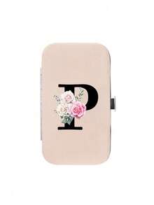 Set de 7 unghii cu design floral și inițial roz, litere negre de la A la Z, cutie organizatoare portabilă inclusă, cutie de depozitare pentru îngrijirea unghiilor de mare capacitate, cu unelte din oțel inoxidabil, set de unghii ultra ascuțite și anti-stropire, cutie de tăiere cu design clasic, utilizată pentru articole esențiale de înfrumusețare mobile, călătorii, ieșiri, școală rezidențială și articole esențiale pentru casă. - Multicolor - Vizualizare 16