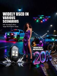 1/2/4/6个无线LED闪光灯，带遥控器，迷你灯，8种颜色，USB充电，防水防震，适用于汽车、摩托车、无人机、飞机、自行车等的LED紧急警示灯