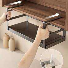 Multifunctional Kitchen Utensil And Seasoning Storage Rack Under Cabinets And Wall-Mounted Cabinets; Extendable, Tiered, Multifunctional Kitchen Storage Rack. - Black - View 7