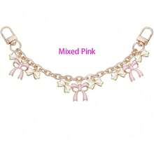 1/2pcs Black & Pink Bow Wallet Chain Pendant, Bow Bag Chain, Alloy Bag Strap Extender Chain With Enamel Pink Bow Pendant, Suitable For Wallets And Handbags - Multicolor - View 17