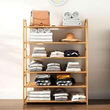 Zapatero de bambú de 6 niveles para clóset, zapatero de pie última intervensión, organizador apilable, zapatero de madera de bambú para entrada y clóset pasillo - Caqui - Ver 8