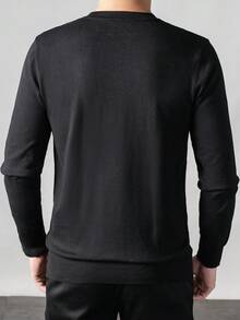 Men's Solid Color Crew Neck Long Sleeve Casual Loose Fit Lightweight Knit Sweater, Autumn/Winter