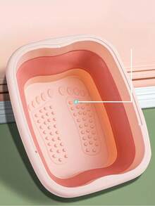 Plastic Expandable Foot Soaking Bucket, Thick Foldable Massage Foot Bath Basin With Handle, Raised Dot Foot Tub With Stand, Collapsible Foot Massage Tub, Home Use Foot Bath Basin With Lid, Thermal Insulation Massage Foot Tub, Adult Foot Soaking Bucket - Pink - View 3