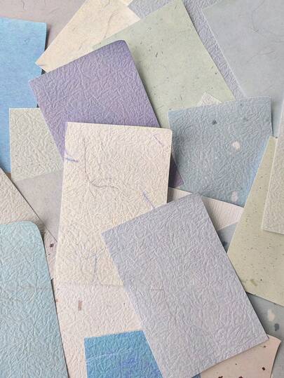 1 Book Of 30 Sheets Mixed Material Natural Texture Blue Decorative Paper, Suitable For Collage & Background