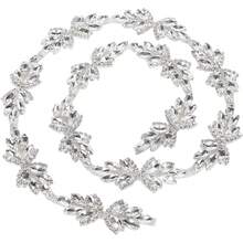 TOPINCN - Cadena de diamantes de imitación con forma de flor y diamantes de imitación para novia, con abalorio y adornos de diamantes de imitación para ropa, collar, decoración de orejas - 1 rojo - Ver 1