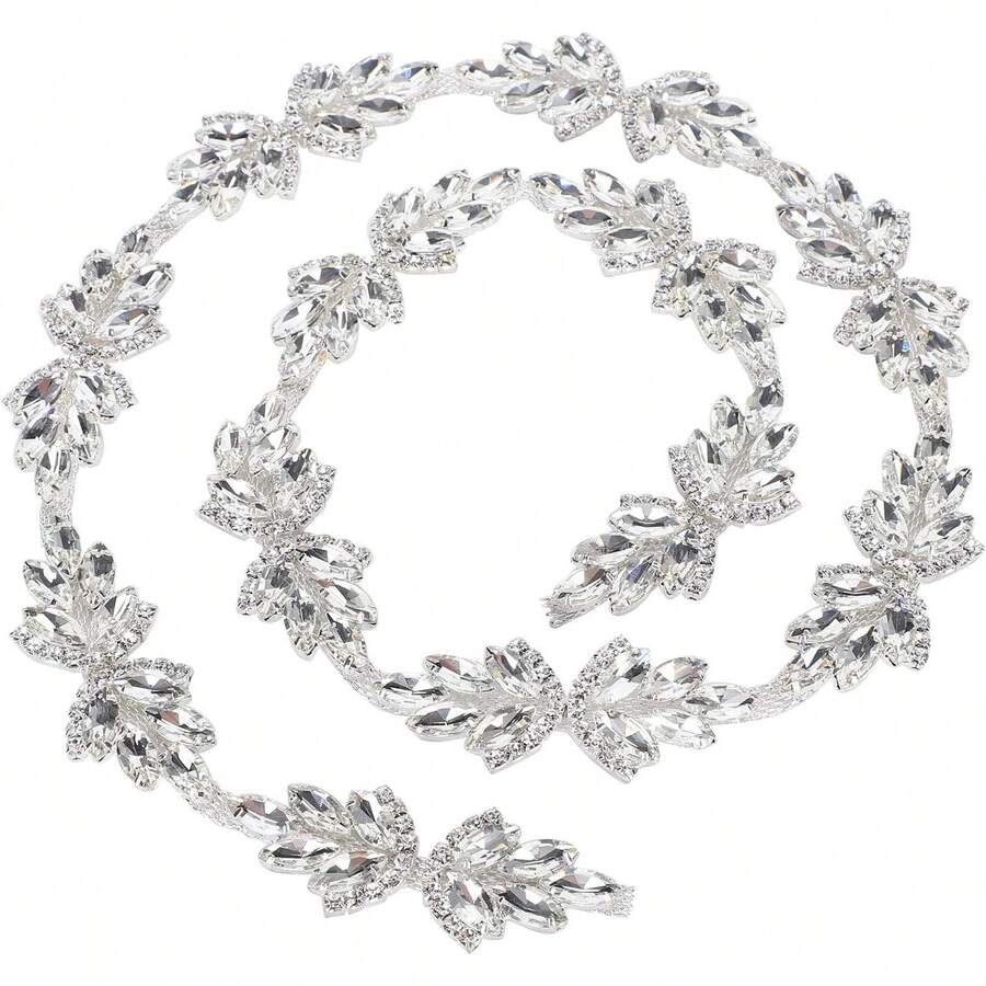 TOPINCN - Cadena de diamantes de imitación con forma de flor y diamantes de imitación para novia, con abalorio y adornos de diamantes de imitación para ropa, collar, decoración de orejas - 1 rojo - Ver 1