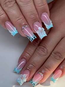Bộ 24 miếng dán móng tay gel 3D hình chữ nhật, có thể tạo kiểu móng nghệ thuật hoa ngọc trai, móng giả acrylic màu trắng kiểu Pháp, độ bền cao, vừa vặn hoàn hảo, bao gồm: 1 miếng gel dẻo và 1 dũa móng, dễ sử dụng, phù hợp cho móng tay mùa hè và kiểu móng Pháp, thích hợp cho phụ nữ đi làm hàng ngày, dự tiệc, v.v. - Xem 2