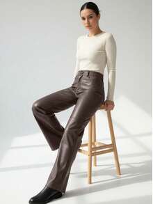 High Waist PU Leather Pants
