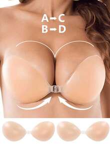 Reusable Silicone Push-Up Bra, Adhesive Bra Strapless Sticky Bra, Waterproof Nipple Covers Women, Wedding & Party Essentials - Màu be - Xem 10