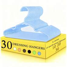 10/20/30个装 结实耐用的塑料衣架 - 防滑，29.5厘米/11.61英寸（白色、黑色、蓝色、粉色、绿色、灰色），肩部带凹槽，抓力强劲 - 非常适合家庭衣柜、宿舍和衣橱收纳 - 彩色 - 查看 26