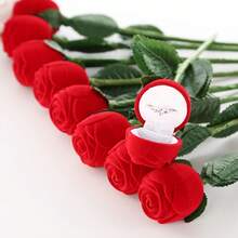 1pc Classic Rose Flower Ring Box - Plastic Material, Velvet Lining Inside - Fabric Lining - Snap Closure - Proposal & Confession Gift - Earring & Stud Design - No Power Needed - Jewelry Box , Makeup Room Decor - Multicolor - View 4