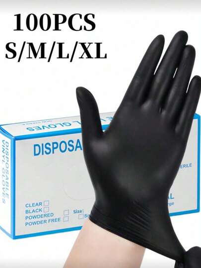 2/20/50/100pcs Disposable Black Nitrile Gloves, Durable Household Cleaning Gloves, Suitable For Kitchen, Bathroom, Cleaning, Food Handling, Tattoo, Beauty, Hair Dye, Pet Grooming, Cooking, Painting, Crafts And More, Protective Gloves, Cleaning Supplies, Household Tools [No Packaging Box]