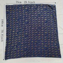 Autumn Winter New Printed Golden Scarf Full Polyester Solid Color Line Geometry Golden Pullover Scarf - Màu xanh đậm - Xem 6
