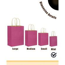 - 24 bolsas de regalo de papel rosado, con asas, 6x 4.5x 2.5 pulgadas, pequeas bolsas de regalo de papel kraft color caf, mltiples usos tamao pequeo - Rosado + 1 Count (Paquete de 24) - Ver 3