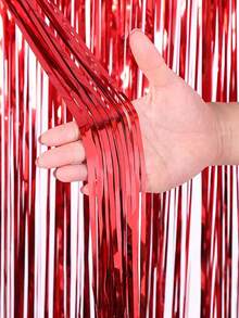 1/2 Piece Shiny Red Foil Curtain Backdrop, Merry Christmas Home Decor, Room Decor, Wall Background Decor, Party Gift, Baby Shower, Birthday Party Decor, 2026 Graduation Decor, Birthday Decor, Wedding Decor, Valentine's Day Decor, Birthday Party Photography Props, Valentine's Day Party Supplies, Mother's Day Party Decor - Bright Red - View 9