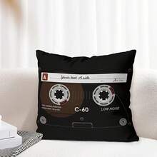 1Pc Retro Audio Cassette Pattern Throw Pillow Covers - 17.7*17.7 Inches, 2D Digital Single-Side Printing Decorative Pillow Cases With Zipper Closure, Machine Washable, Perfect For Bedroom, Living Room & Car Home Decor, No Insert Included - Multicolor - View 4