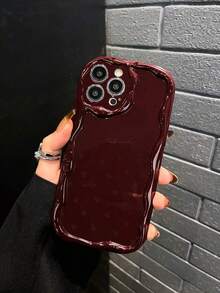 1 Stück TPU Creme & Burgund Herz stoßfeste Handyhülle kompatibel mit iPhone 11 12 13 14 15 16 16Pro 16Plus 16ProMax 17Air 17ProMax - Bordeaux - Übersicht 5