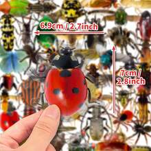 50入組逼真昆蟲貼紙,個性化蝴蝶,甲蟲,蜘蛛,蟋蟀,蜥蜴 - 彩色 - 查看 9