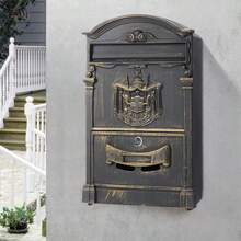 LARGE VINTAGE OUTDOOR LOCKABLE LETTER POST BOX MAILBOX WALL MOUNTED SECURE MAIL - Rust Brown - View 1