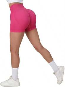 Seamless High Waisted Booty Shorts For Workout - 3" Rosa cereza - Ver 9