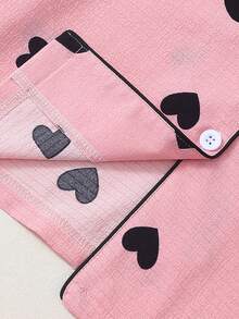 [Dreamery]Heart Print Women Long Sleeve & Long Pants Pajama Set - Pink - View 6