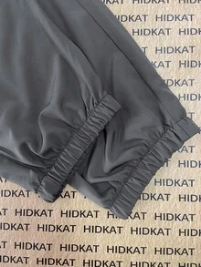 Women's Drawstring Waist Cargo Pants, Lightweight Breathable, Large Pockets Design, Versatile Casual Wear For Daily Occasions - Grey - View 7