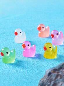 100pcs Mini Glowing Duck Colorful Resin Duck Glowing Micro Animal Figurines, Hidden Fillable Model, Suitable For Micro Landscape Aquarium Decor, Micro Toys, Home Decor, Best Gift (Random Color) - Multicolor - View 5