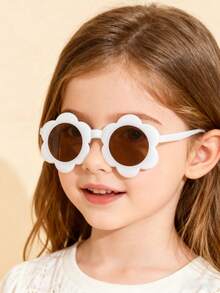 6件套 - 新款时尚儿童眼镜套装，粉色爱心卡通眼镜，雏菊眼镜，黑白猫耳可爱眼镜，黑色齿轮眼镜，可爱小白花眼镜 - 彩色 - 查看 2