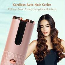 Automatic Curling Iron, Cordless Hair Curler Iron With LCD Temperature Display And Timer, 3 Adjustable Temperature Portable USB Rechargeable Fast Auto Curler For Hair Styling - White - View 3