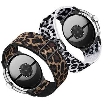 Leopard Print Elastic Nylon Watch Band, Compatible With Pixel Watch 4/3 41mm/Pixel 2/Pixel/Pixel Watch 4/3 45mm, Unisex, Adjustable Elastic Band, Soft Sports Strap, Replaceable 41mm/43mm Band