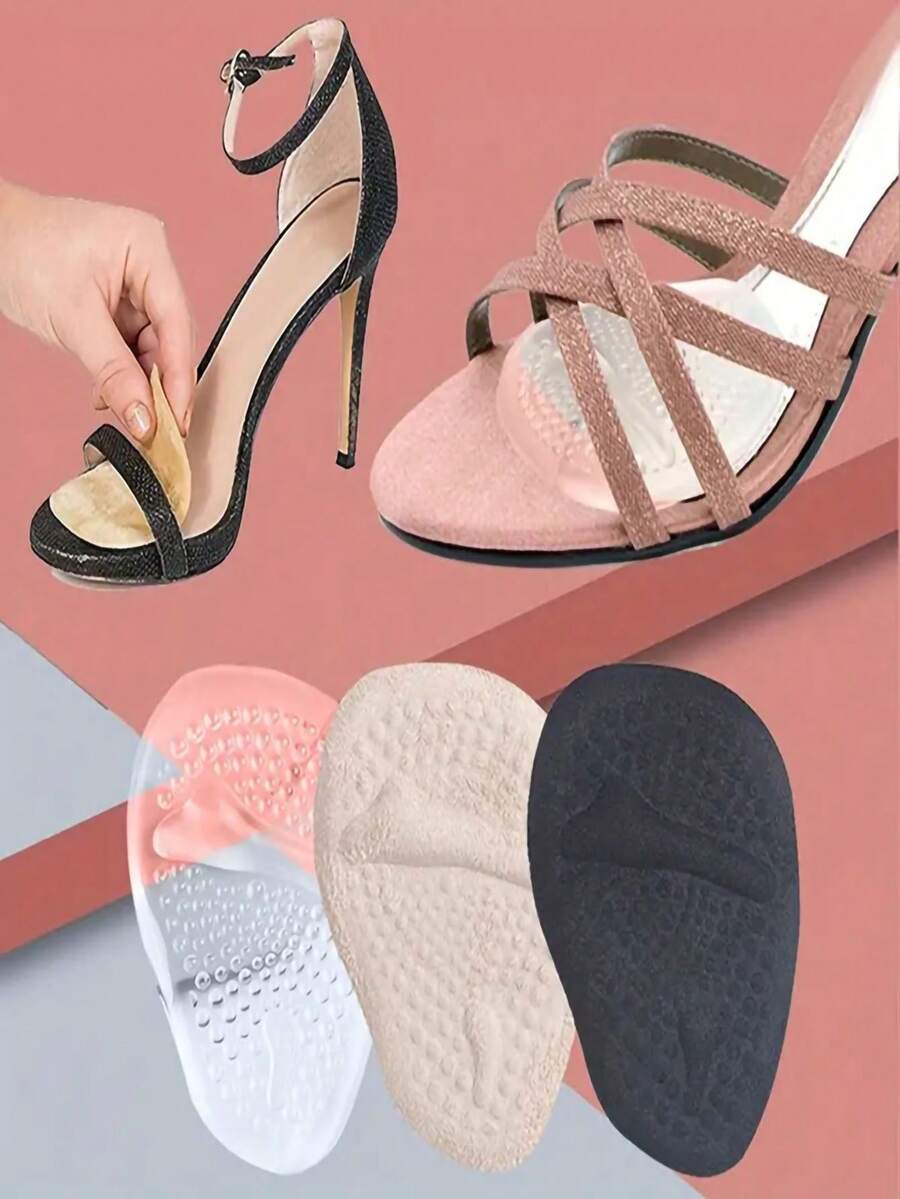 1 Pasang Bantalan Pijat Anti Selip untuk Sandal Jepit, Bantalan Depan Sandal, Pelindung Kaki Silikon Anti Gesekan, Sol Sepatu Anti Selip, Alat Pereda Nyeri - hitam - View 1