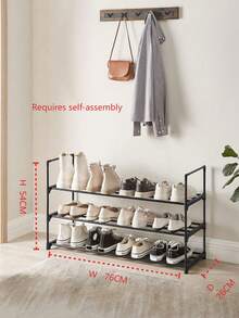 [Requires Self-Assembly] Shoe Rack/Shoe Storage Rack, Sturdy And Durable, Suitable For Closet, Garage And Hallway, Stackable, Black, Suitable For Garage And Hallway, Sturdy And Durable Long Stackable Shoe Rack, Multi-Tier Shoe Rack, Metal Shoe Rack, Easy To Assemble, Suitable For Entryway, Non-Foldable, Can Store Shoes, Sneakers. (Refer To The Image For Size Specifications)