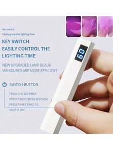 便携式手持美甲烘干灯，UV/LED美甲固化灯，适用于所有凝胶指甲油，USB充电，快速烘干美甲灯 - 彩色 - 查看 6
