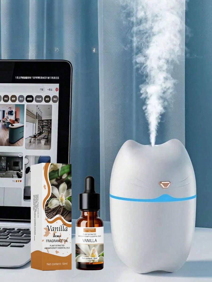 260毫升迷你桌面加湿器，USB供电车载可爱卡通猫香薰机，适合作为生日礼物/情人节礼物/圣诞礼物/新年礼物 - 彩色 - 查看 1