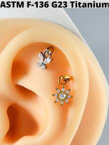 1PC G23 Titanium Marquise Zirconia Dangle Labret Lip Ring Heart/Flower Internal Thread Dangle Ear Cartilage Tragus Helix Daith Body Jewelry 16G - Như thể hiện trong hình ảnh - Xem 10