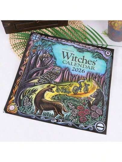 2026 Witch'S Calendar - 12 Months Of Mystical Witches & Occult Practices, Weekly-Monthly View, Perfect For Collectors And Hobbyists, English Language, Ideal Gift For Home Or Office Deco, For Halloween