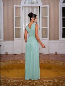 Long Tulle Wedding Dress For Bridesmaids, Without Glitter. - Mint Green - View 4
